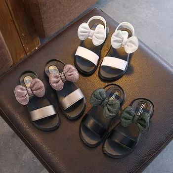 

Girls' Sandals Children's Princess Shoes 2020 Summer Outdoor Baby Soft Bottom Toddler Shoes Bows Kids Shoes 22-38
