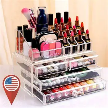 

private label Makeup cosmetics display organizer stand holder box Cosmetic Holder Large 4 Drawers Jewelry Chest Make Up Case