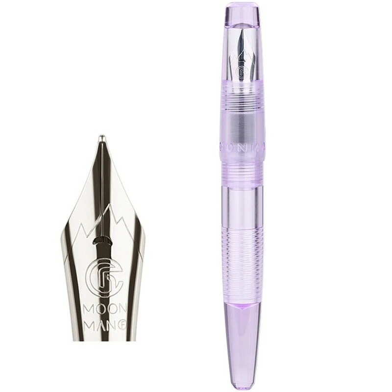 Purple-Silver Nib Moonman C2 с пипеткой, прочная Студенческая резьба для письма, дизайн, тонкий перо, акриловая офисная прозрачная авторучка, демонстратор - Цвет: Purple-Silver Nib