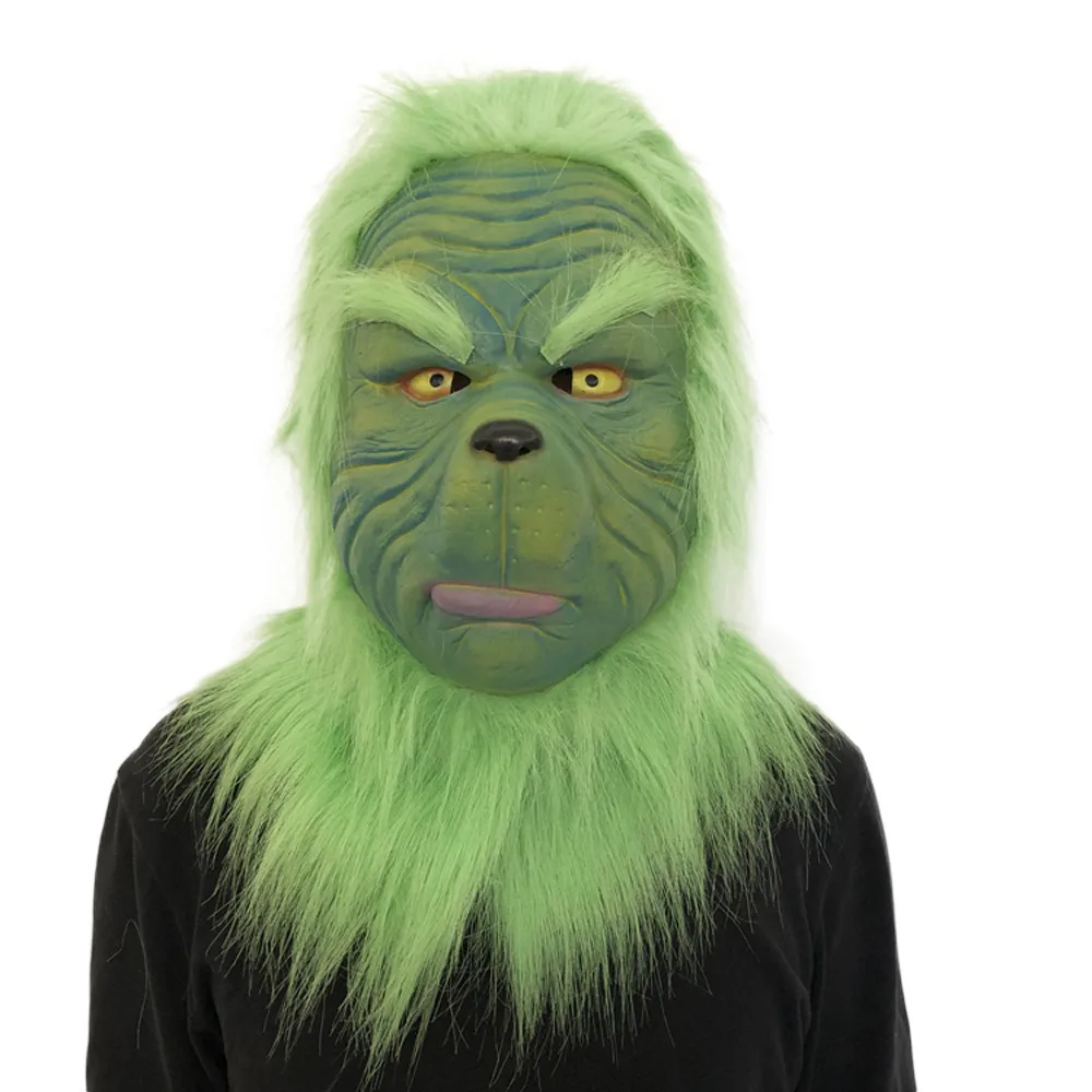 На голову полностью, из латекса Grinch костюмы с масками косплей для забавных карнавальные костюмы@ A