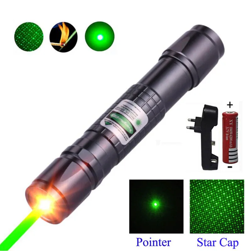 Охотничий высокомощный лазерный указатель, инструмент для выживания, 5 мВт, висящий на открытом воздухе, дальний зеленый лазерный прицел, лазер - Цвет: Черный