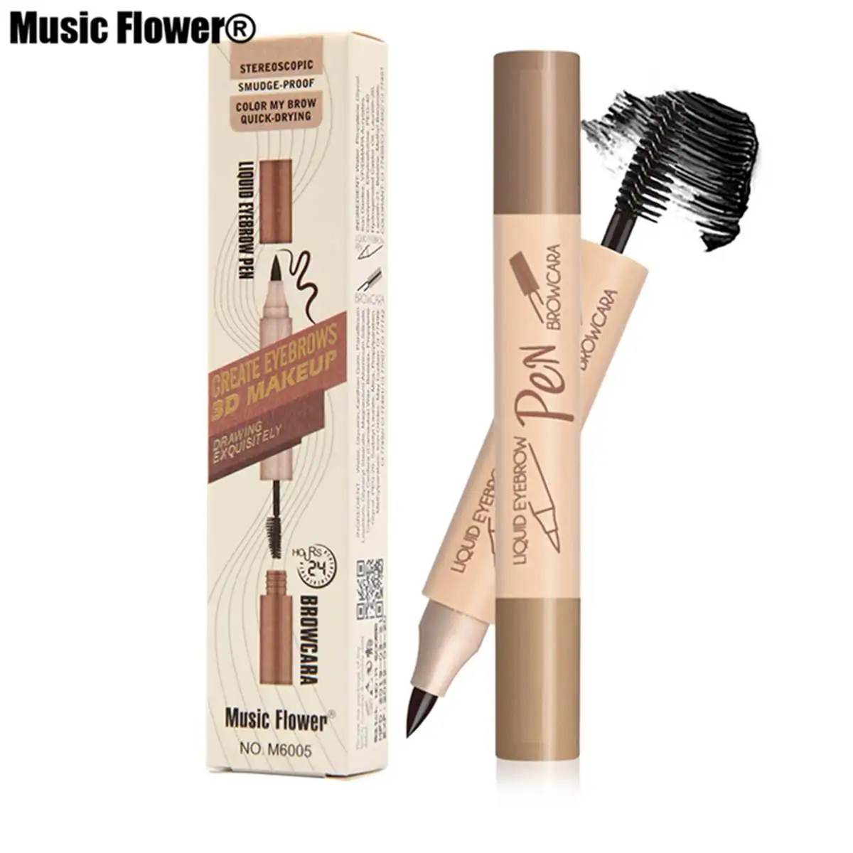 Music Flower 2 в 1 Водостойкий карандаш для бровей+ набор пудры для бровей 24H стойкий Макияж Косметика