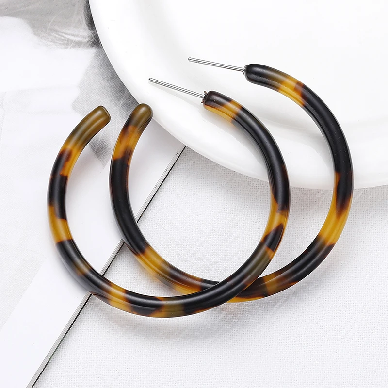Геометрические круглые серьги-кольца для женщин, акриловые Черепаховые серьги в стиле бохо, Винтажные Ювелирные изделия, серьги, модные ювелирные изделия Brincos