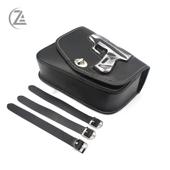 

ACZ 1pcs Motorcycle Black PU Leather Right side Gun Logo Saddlebag Saddle Bag Universal for Harley Sportster