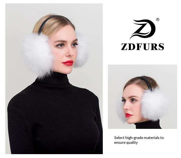 ZDFURS* зимние женские теплые наушники с натуральным лисьим мехом для девочек, ультрамодные плюшевые наушники с имитацией Ladie