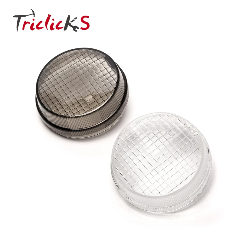 

Triclicks Motorcycle Turn Signals Light Covers LED Turning Signal Lights Lens ABS Round Cover For Kawasaki Vulcan Honda Cruisers