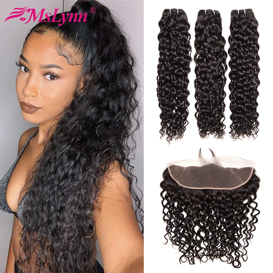 

Water Wave Bundles With Frontal Peruvian Hair Bundles With Closure Frontal With Bundles Human Hair Bundles With Closure Remy