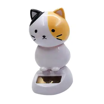 

Professional Solar Innovative ABS Cat Solar Shaking Head Black Yellow Pink Optional Car Decoration Interior Doll