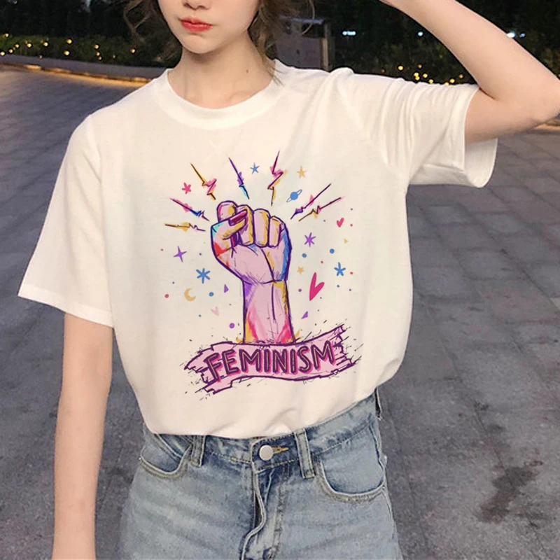 Новинка женской футболки Для женщин прав grl PWR Harajuku Ullzang футболка Девушка силы 90s футболка с изображением корейский стиль футболки женские