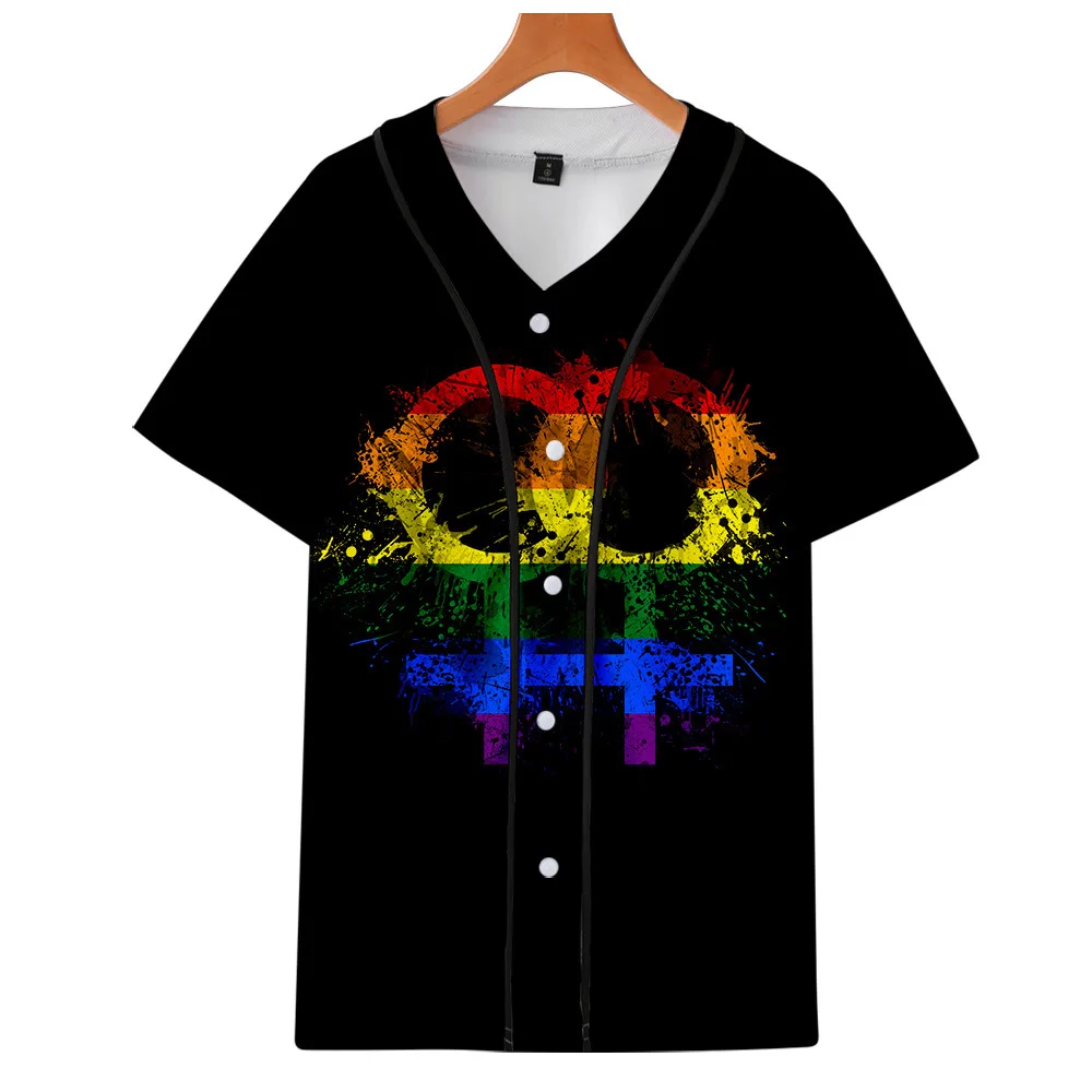 ЛГБТ Радуга Цвет 3D цифровая печать тонкий срез Лето тонкий срез бейсбольная рубашка мужская и женская спортивная одежда