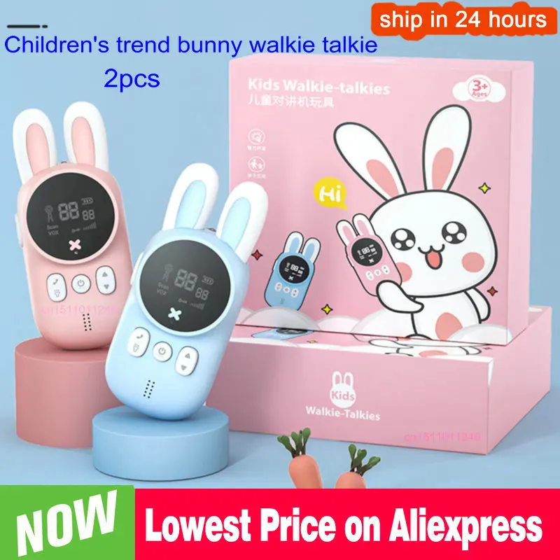 Walkie-talkie de mano para niños, Mini juguetes, transceptor, alcance de 3KM, UHF, correa para Radio, interfono, regalo para bebés, 2 uds.