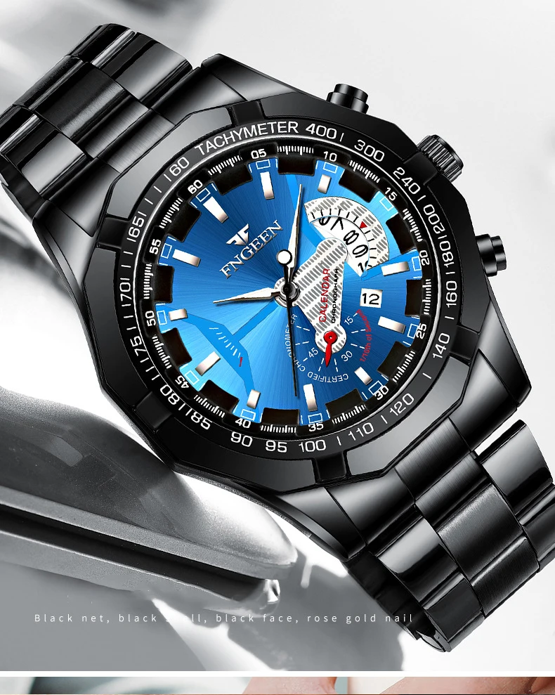 FNGEEN New Concept Quartz Watches Fashion Casual Military Sports Wristwatch Waterproof Luxury Men's Clock Relogio Masculino S001