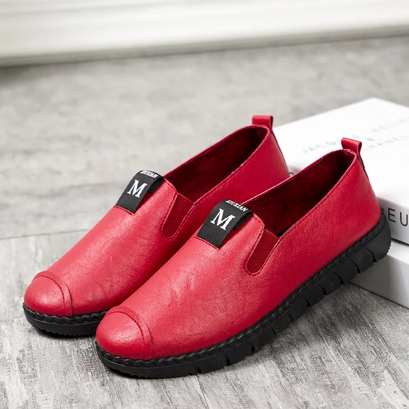 

WOMEN'S Shoes Autumn New Style Moccosins Soft-Sole Anti-slip Mom Shoes Comfortable Flat Maternity Shoes Black And White with Pat