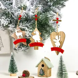 2019 рождественские деревянные части деревянные Тэги Подвески Рождественская елка висячие украшения праздничные подвесные украшения для
