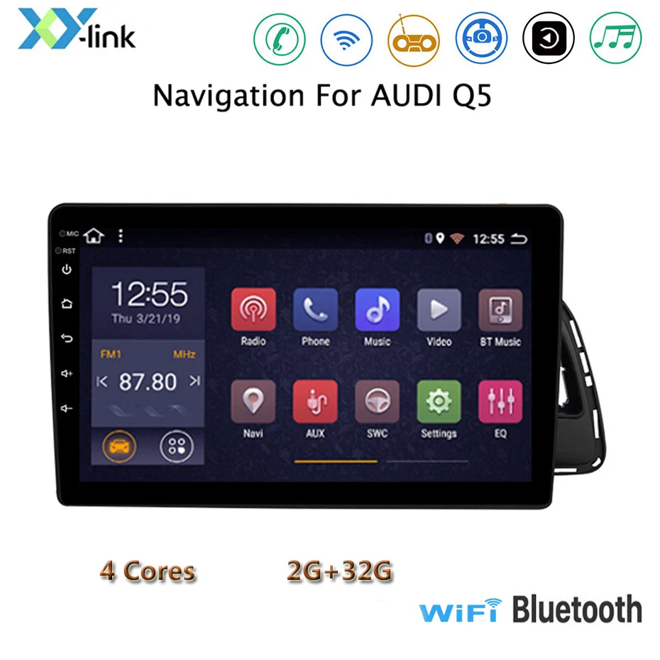Автомобильный DVD мультимедийный плеер для Audi Q5 2010- Android 8,1 9 дюймов Автомобильный Радио Стерео головное устройство навигация gps