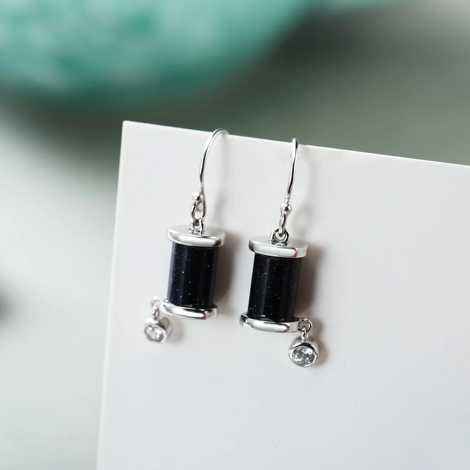 Wong Rain Romantic 925 Sterling Silver Natural Blue Sand Aventurine Gemstone Drop Dangle Hook Earrings Fine Jewelry Wholesale