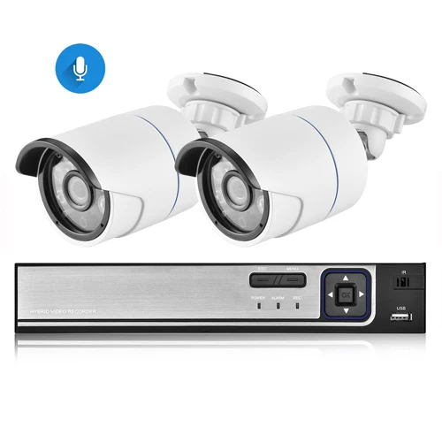 AZISHN H.265+ Система Видеонаблюдения POE NVR комплект 4CH 5MP 1/2. " sony IMX335 аудио Водонепроницаемая ip-камера пулевидная система камер домашней безопасности - Цвет: NVR and 2 Camera
