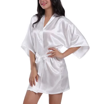 

Wedding bride sexy robe nightgown kimono pajamas women bathrobes silky touch