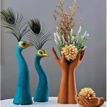 Европейский Креативный павлин ручной вазы керамические украшения дома гостиной Холдинг Цветы фигурки ремесла офиса рабочего стола украшения