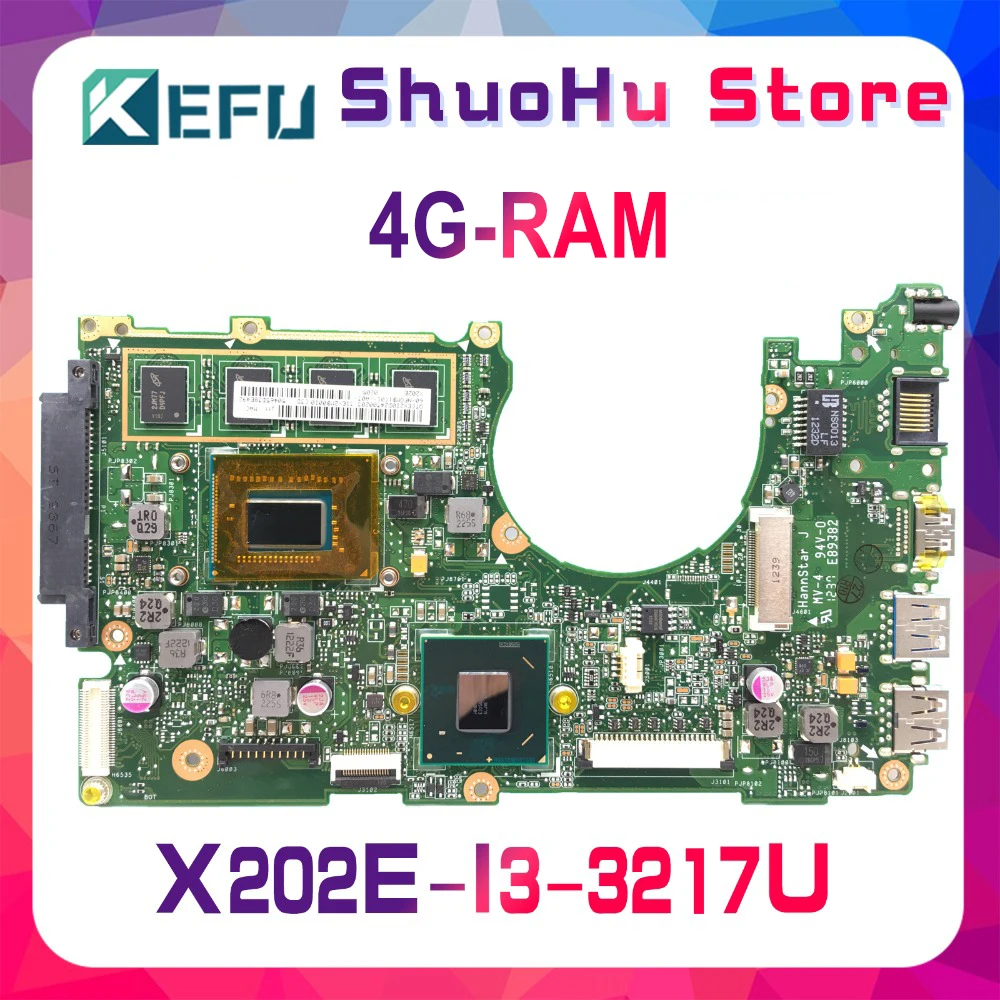 Материнская плата KEFU для ноутбука ASUS X202E X201E S200E X201EP I3-3217U 4G/Memory протестированная на