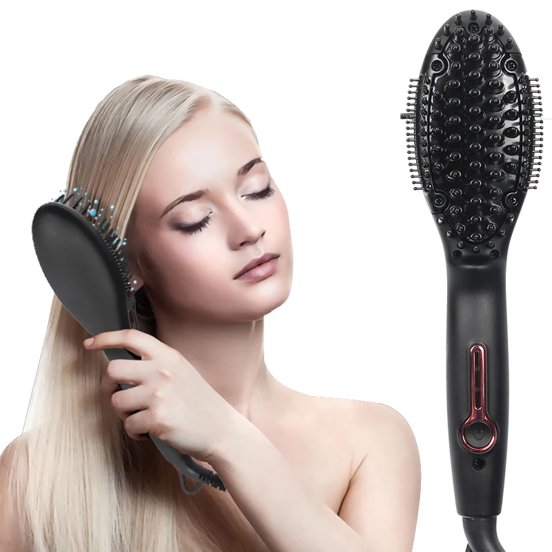 

Hair Straightener Brush Ceramic Fast Heating Electric Brush Comb Display Digital Heating Anti-static Hair Hot Brush Styling Tool
