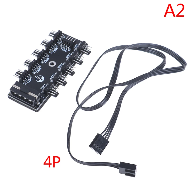 Регулятор скорости ступицы вентилятора 12V 10 Way 4pin для корпуса компьютера с PWM соединительный кабель cpu вентилятор специальный интерфейс PWM - Цвет лезвия: A2