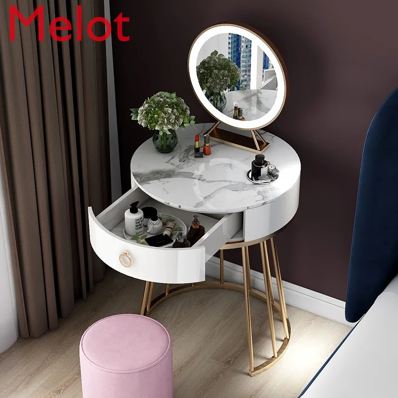 

Nordic Marble Desktop Dresser with Metal Legs Bedroom Modern Minimalist Luxury Mini Waterproof Stable Dressing and Tools