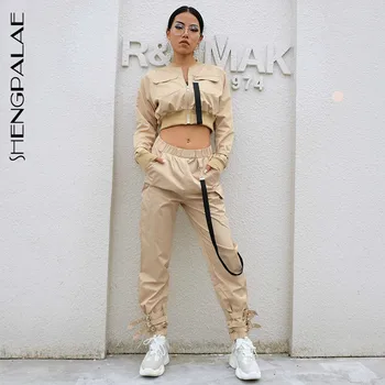 

SHENGPALAE 2020 New Fashion European And American Short Fund Long Sleeve Work Clothes Jacket Street Tooling ZA2570