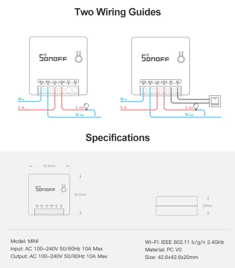 Sonoff MINI DIY умный переключатель приложение дистанционное управление Wifi переключатель поддержка Alexa Совместимость с домашней автоматизацией