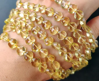 

lemon quartz heart faceted 7-8mm 19cm blue for DIY jewelry making FPPJ wholesale beads nature