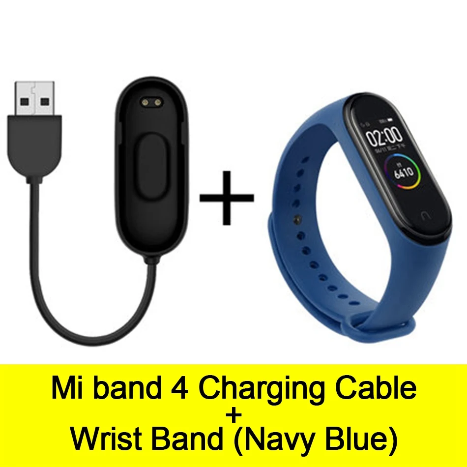 Cable-Navy Blue Usb-кабель для зарядки mi Band 4, шнур для зарядного устройства, Сменный Адаптер для Xiao mi Band 4, NFC, линия для зарядки+ браслеты - Цвет: Cable-Navy Blue