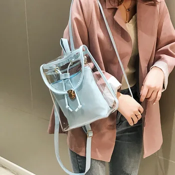 

Women's Transparent MINI Backpack 2020 New Summer Korean Fashion Shoulder Bag Transparent Small Back Jelly Bag