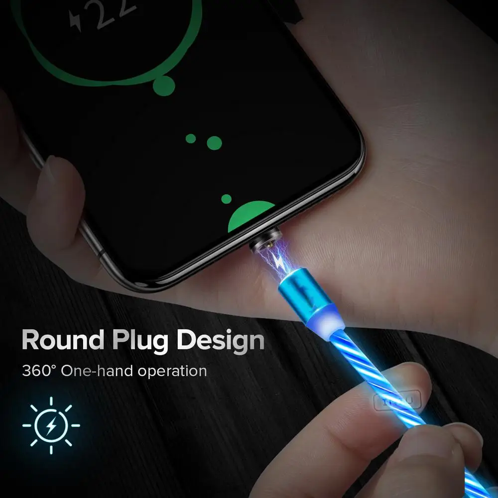 Магнитный струящийся светодиодный mi cro USB кабель для Xiao mi Xio mi 8 Lite 9 se Red mi 5A 6A 4A 4X S2 5 Plus Note 5 6 7 8 Pro магнитные кабели