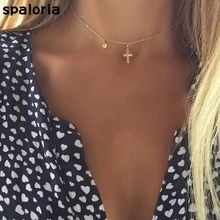 Spaloria модный готический крошечный золотой чокер с крестиком, колье для женщин, винтажное хрустальное ожерелье на шею, ожерелье в стиле стимпанк, ювелирные изделия