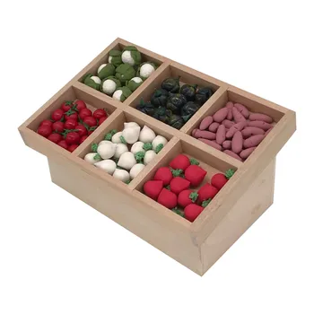 

1:12 Dollhouse Furniture Miniature Wooden Vegetable Fruit Rack Kids Pretend Toy miniature furniture dropshiping W107