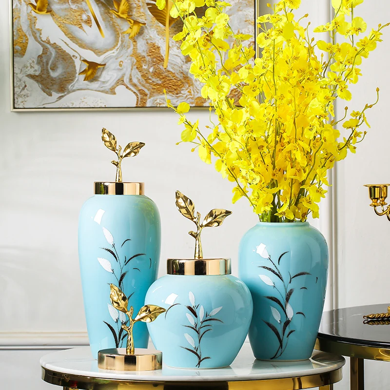 

Jingdezhen Ceramics Modern Porcelain Bottle Best Handmade Vase Decoration Creative Living Room Celadon Reed Traditional Craft 18