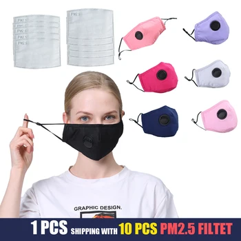 

Mouth Mask Rewashable reusable Masks with 10 PCS PM2.5 Activated Carbon filter Respirator for Man and Women Adult