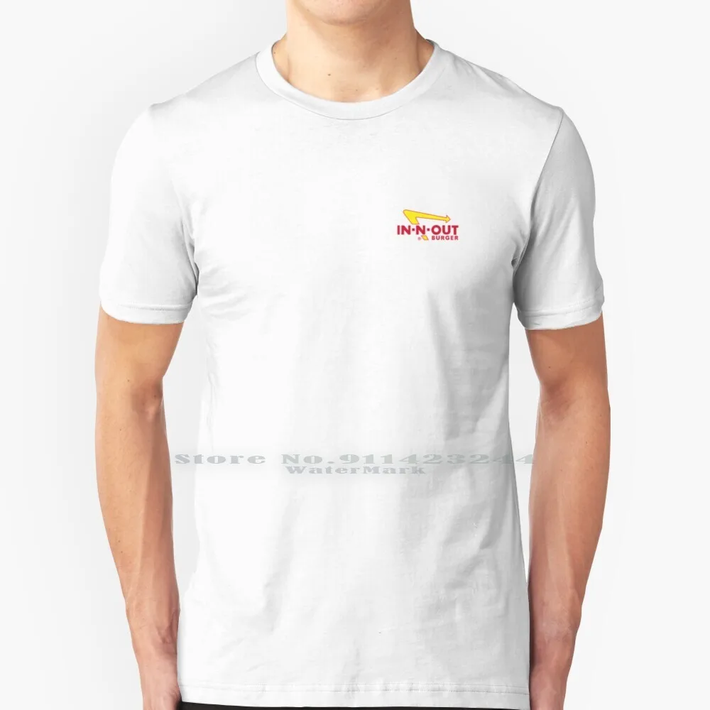 T-Shirt Con Logo Hamburger In-N-Out 100% Puro Cotone In N Out Burger Fast Food Iconic Vibes Logo Classico Tendenza Creativa Vintage