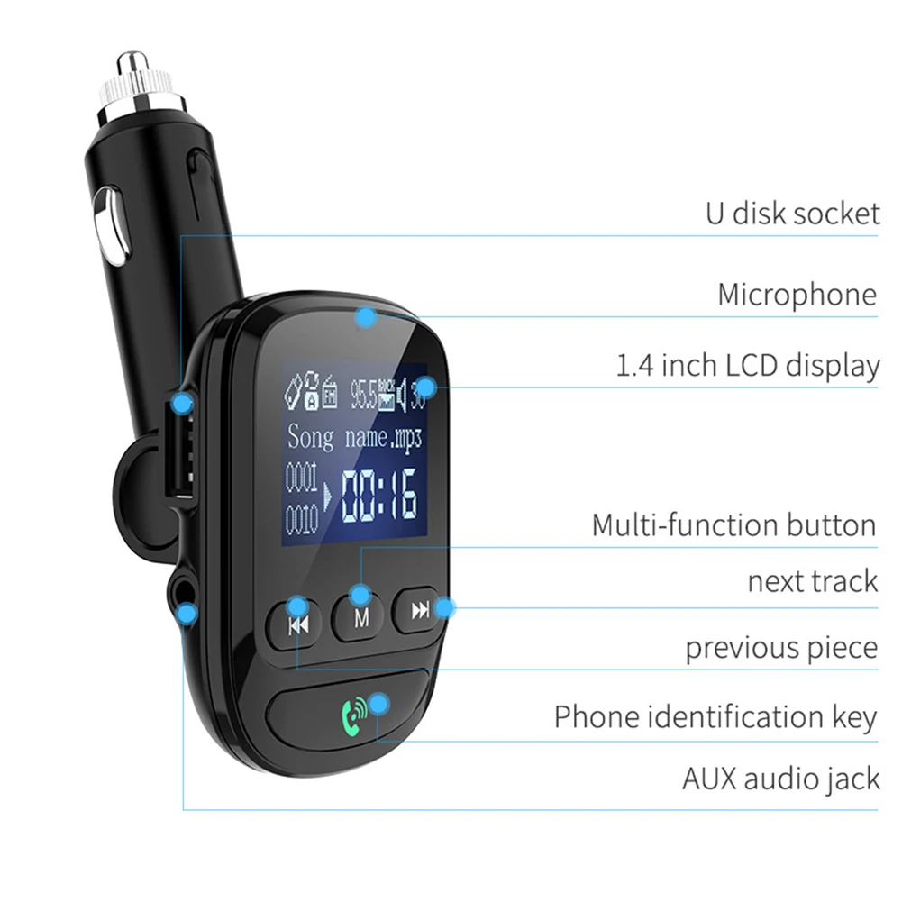Многофункциональный Bluetooth приемник Автомобильное зарядное устройство BT06Q автомобильное Bluetooth QC 3,0 двойное USB зарядное устройство Громкая связь вызов MP3 музыкальный плеер