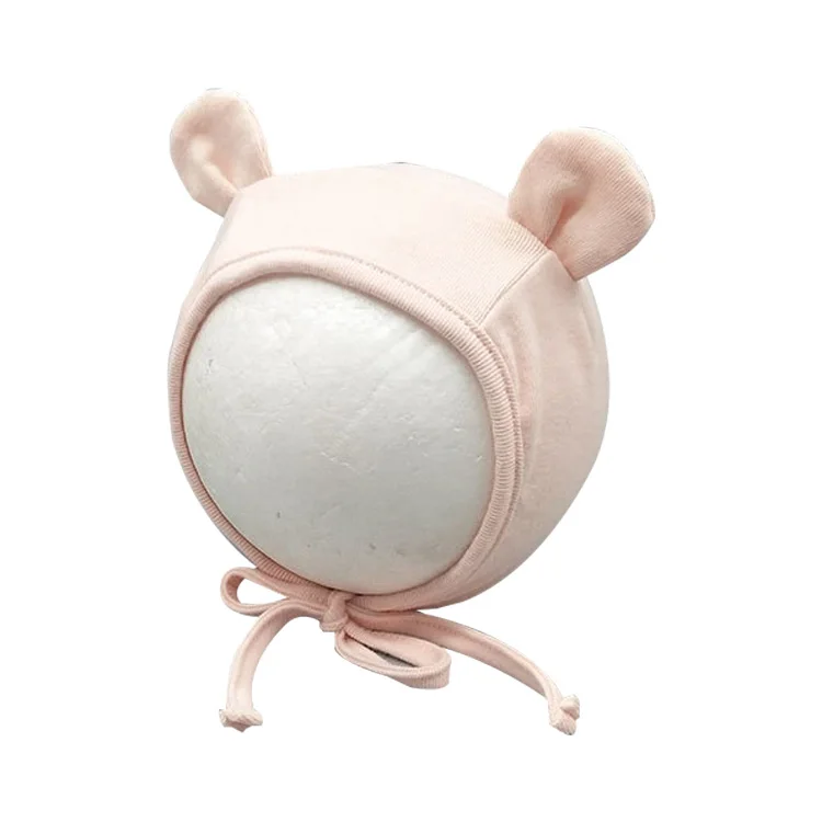 Pink Ears Шапочка для малыша с героями мультфильма Pom, хлопковая шапка для новорожденных с ушками, регулируемая детская шапочка для мальчиков и девочек, шапки для малышей, 6 цветов - Цвет: Pink Ears