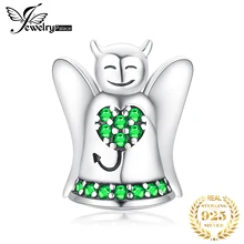JewelryPalace 925 пробы серебро сладкий Ангел Дьявол зеленый кубический цирконий сердце Шарм для Для женщин как красивые подарки Новая горячая распродажа