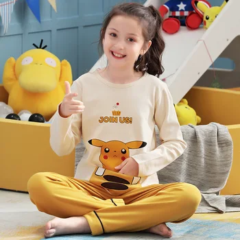 

Girls' Pajama Spring and Autumn Summer Pure Cotton Long Sleeve Baby Air Conditioning Clothes zhong da tong Children Clothing GIR