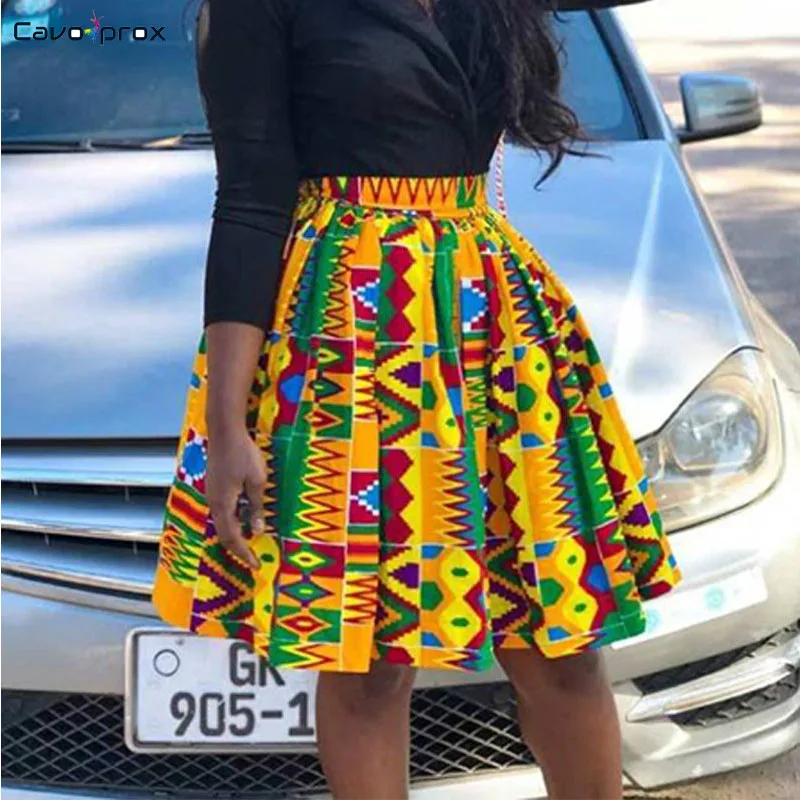 Для женщин с высокой талией с принтом длиной выше колена мини с со складками больших размеров юбки уличная одежда Kawaii музыкального фестиваля Бутик Женская одежда