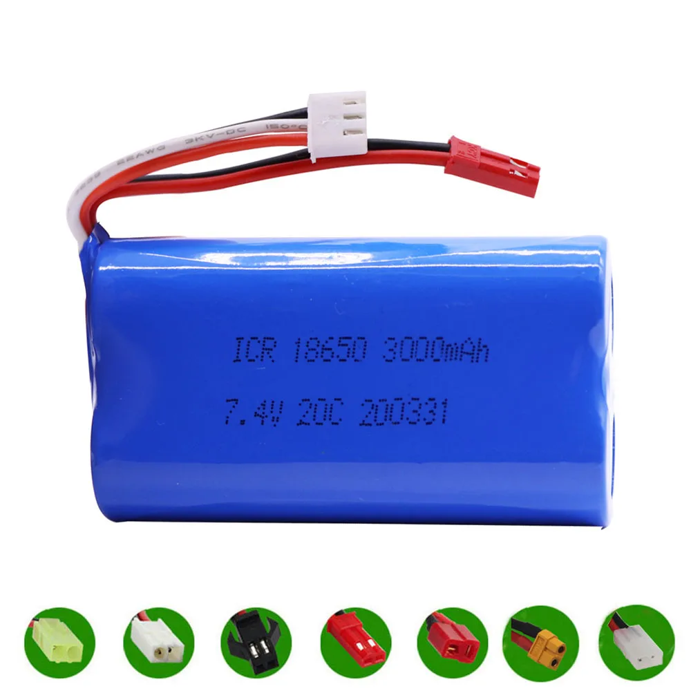 Аккумуляторная батарея 7 4 в 3000 мАч 2S 18650 lipo EL-2P/SM/JST/T разъем для Udi U12A Syma S033g Q1 H100 H101 H102