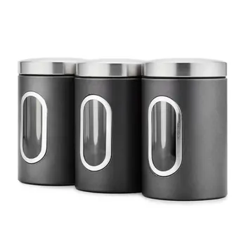 

3Pcs Stainless Steel Tea Tank Coffee Sugar Storage Canisters Jars Kitchen Food Container Grains Nuts Cans Box Bottels