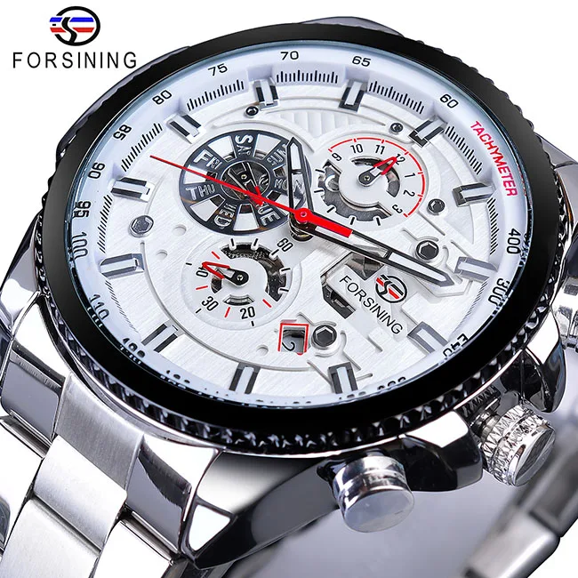 Forsining Business Mens Watches Top Brand Multicolor Man Clock Blue Stainless Steel Mechanical Automatic Stylish Male Wristwatch - Цвет: GMT1137-8