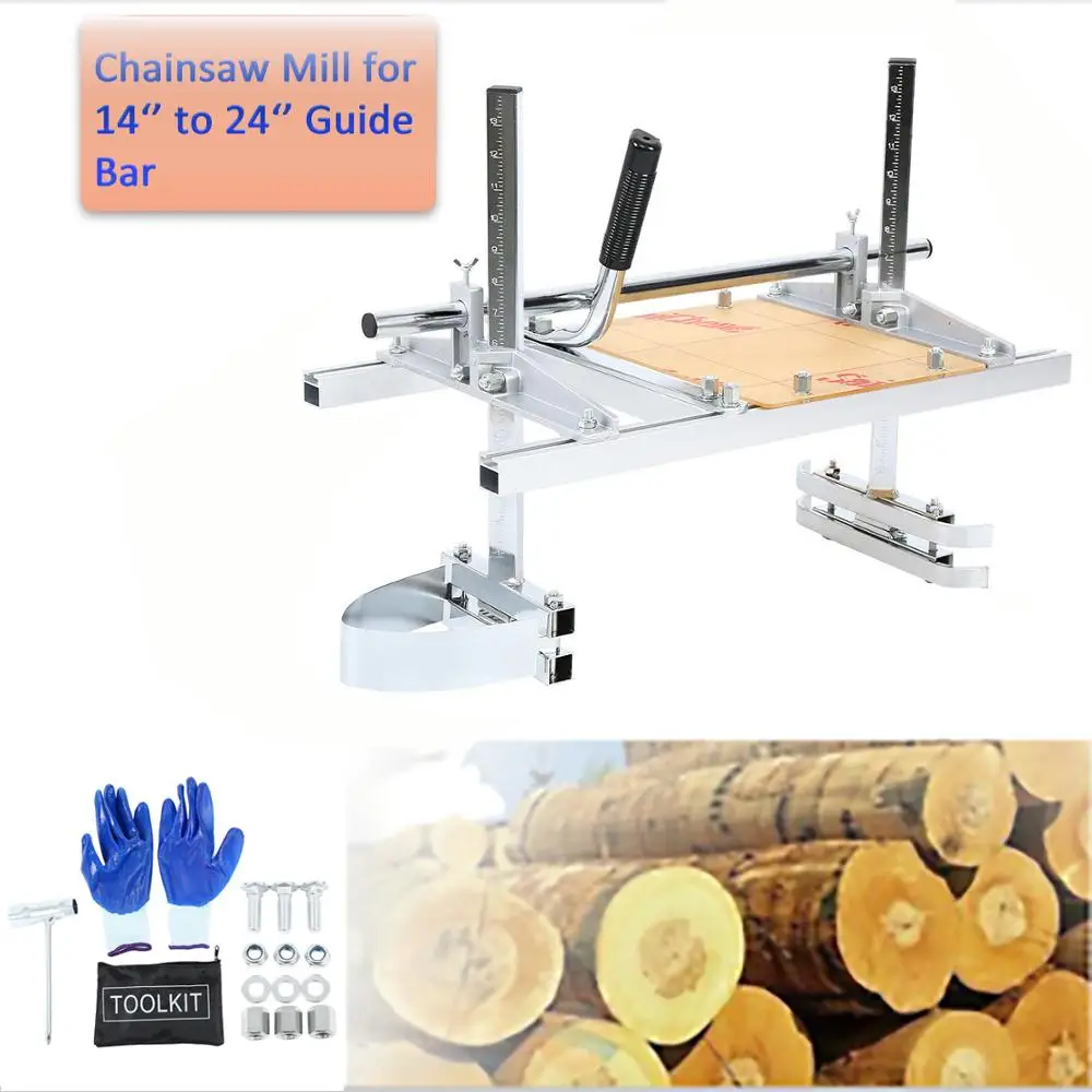 Honhill Mobile Portable Chainsaw Mill Planking Chain Saw Milling Sawmill for Chainsaw 14 Inch- 24 Inch for Wood Log Guide  Bar