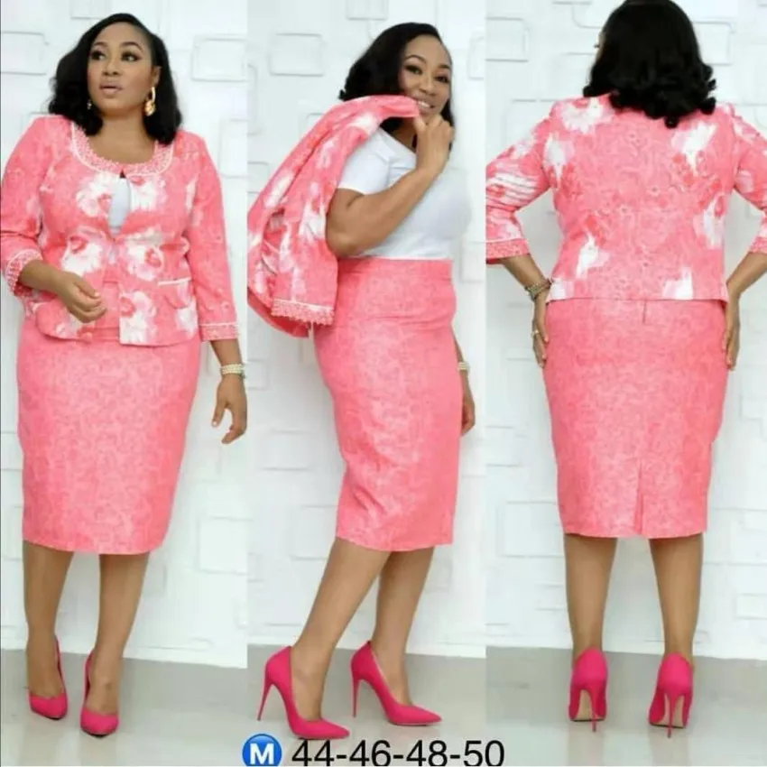 

2 Piece Sets Dress And Coat Suit African Dresses For WomenNew Elegent Fashion Style African Women Polyester Plus Size Dress