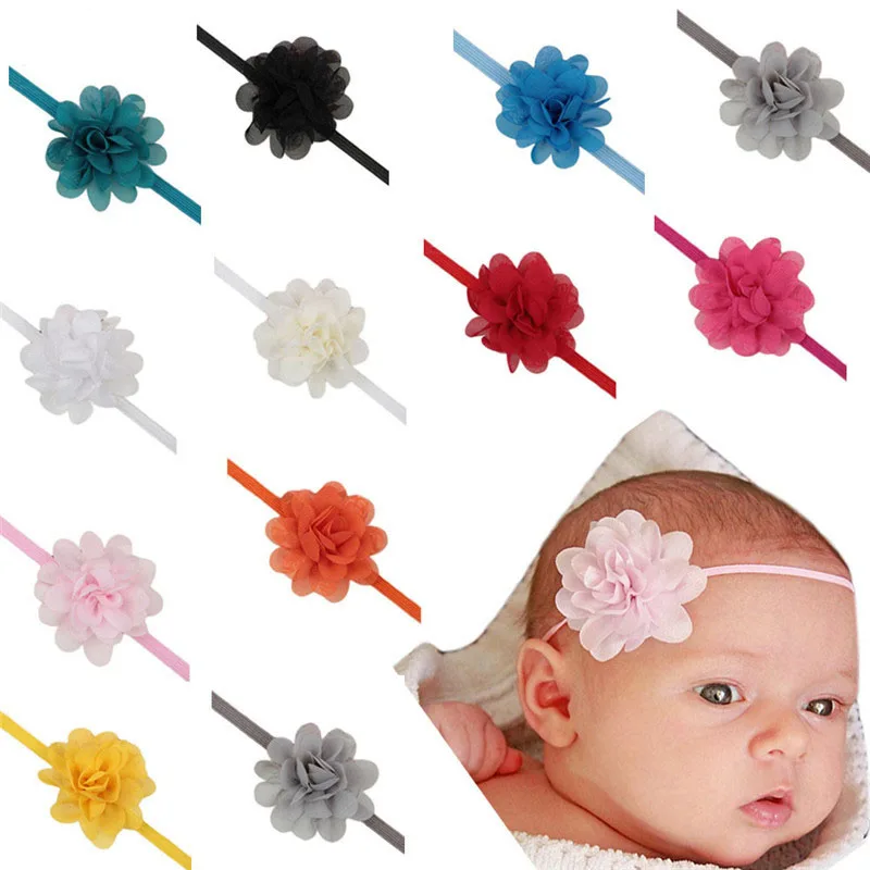 5pcs/lot Fashion Baby Girls Chiffon Flower Elastic Headband DIY Handmade Headwear Hair Accessories Infant Hairband Kids Gifts newborn socks for babies Baby Accessories