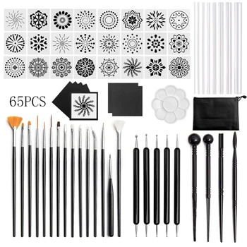 

65pcs Mandala Dotting Tools Set for Painting Rock Stone Acrylic Stick Template